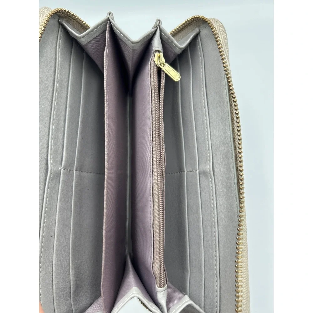 FUNTOR Amor Pour Toujours Dusty Rose Zip‎ Around Long Wallet Vegan Leather Gold